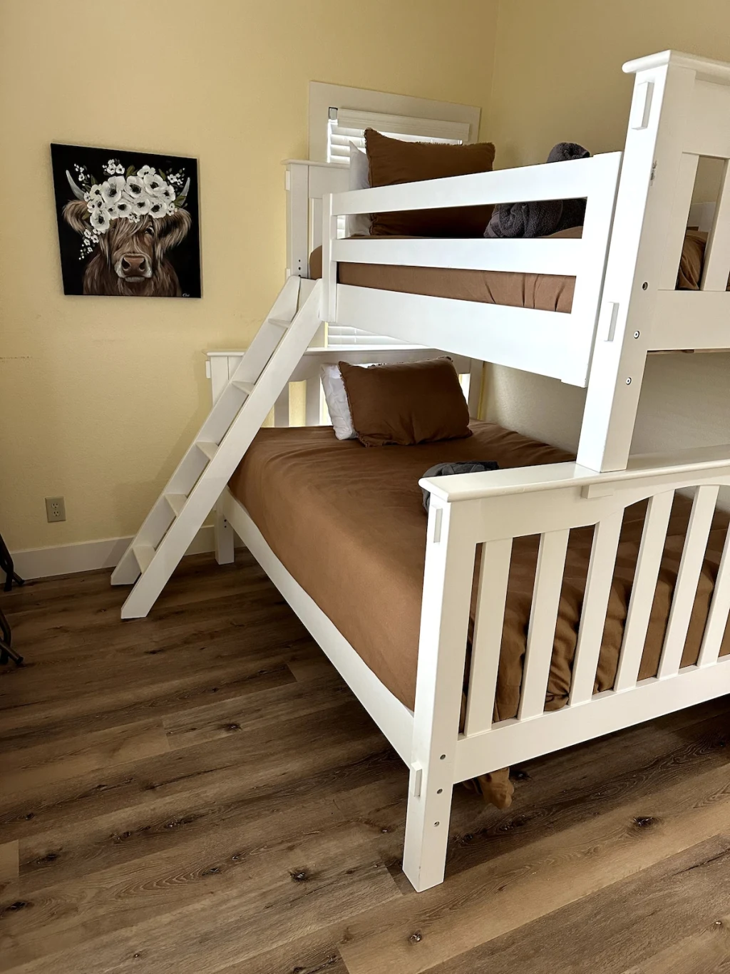 Barn House bunk room — twin-over-full bunk with three sleeping spots