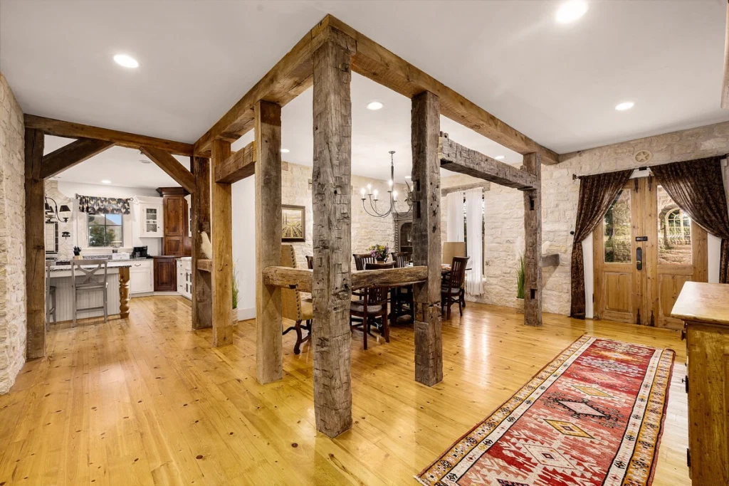 Main House dining area — seats the whole group for a long table dinner